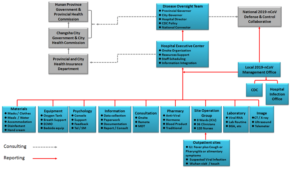 Organization structure of COVID-19 defense and control system.