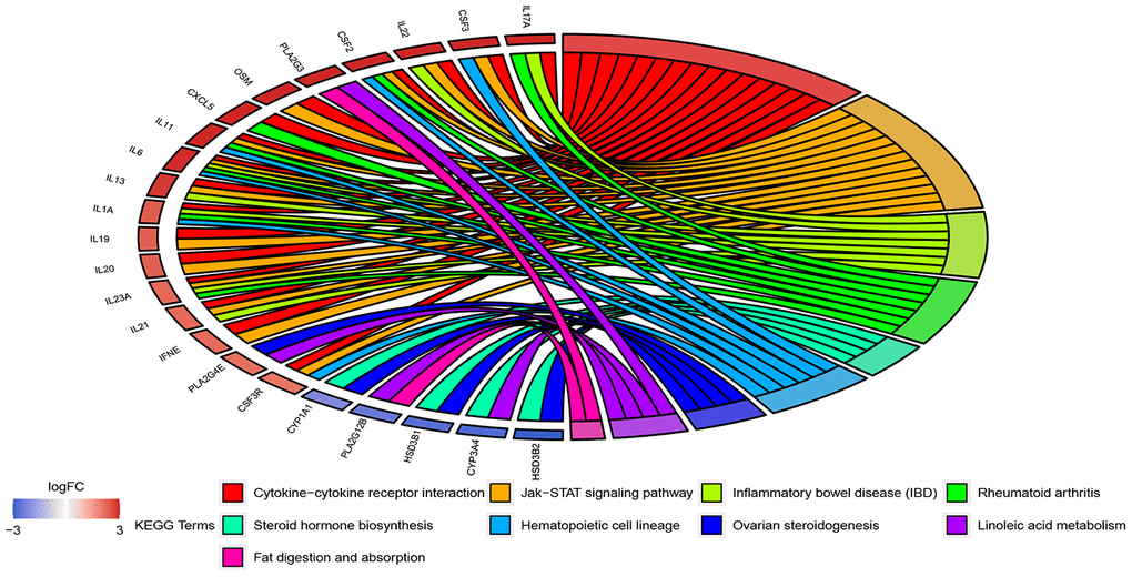 KEGG pathway enrichment analysis of 908 DEGs. The interpretation of Figure 5 is the same as Figure 4.