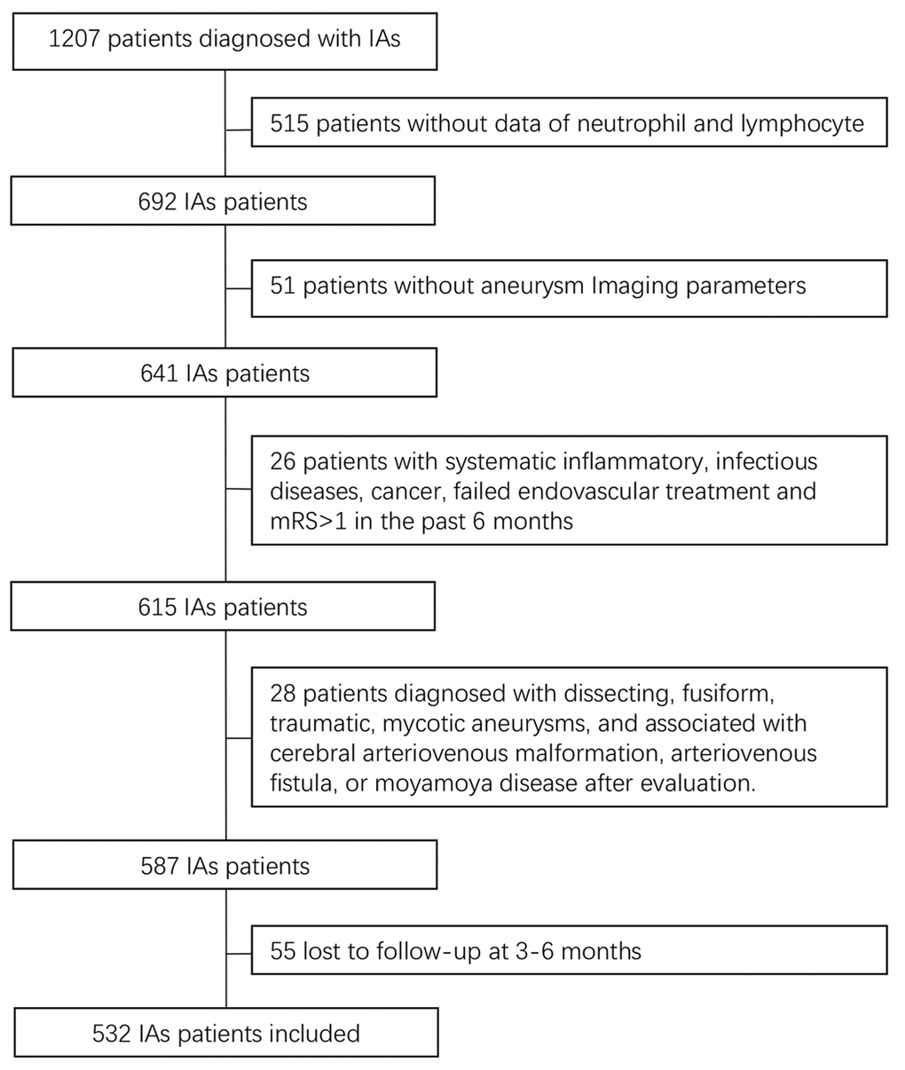 Flow diagram of patient selection. IAs, intracranial aneurysms.