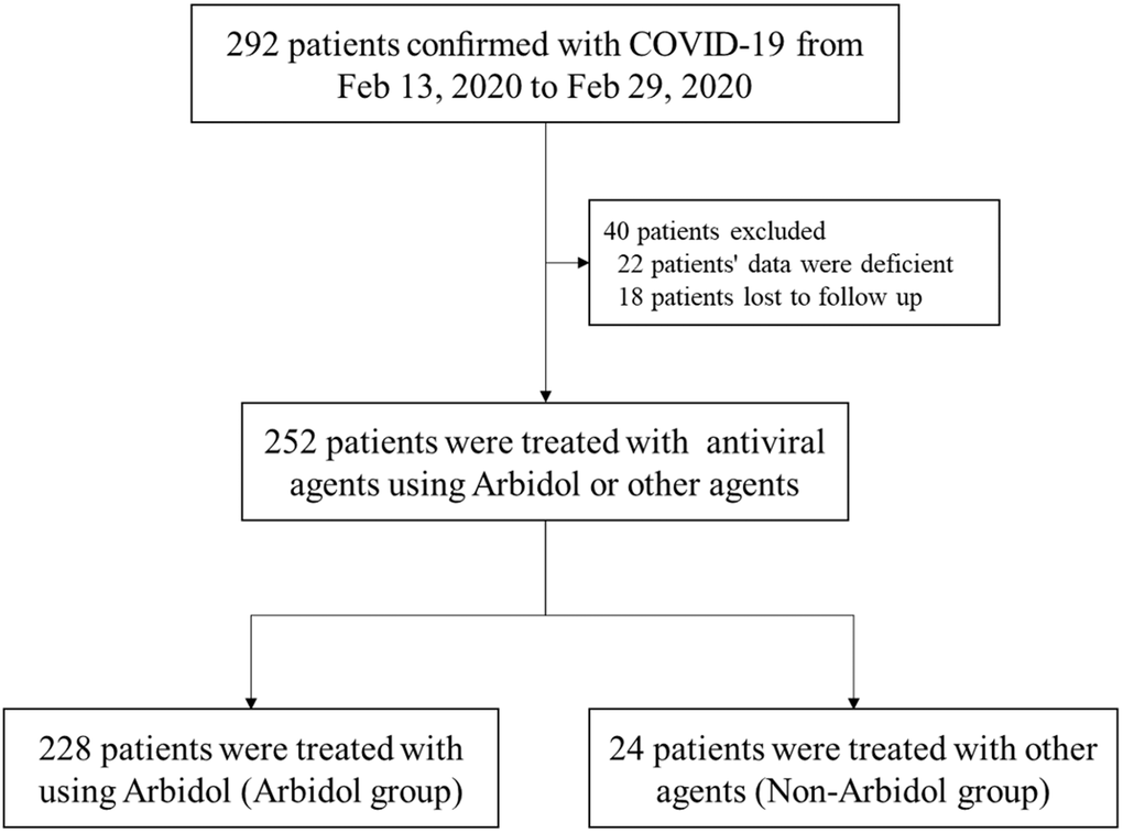 Flowchart of patient cohort. Inclusion or exclusion of patients according to their antiviral medications and subsequent follow-up records.