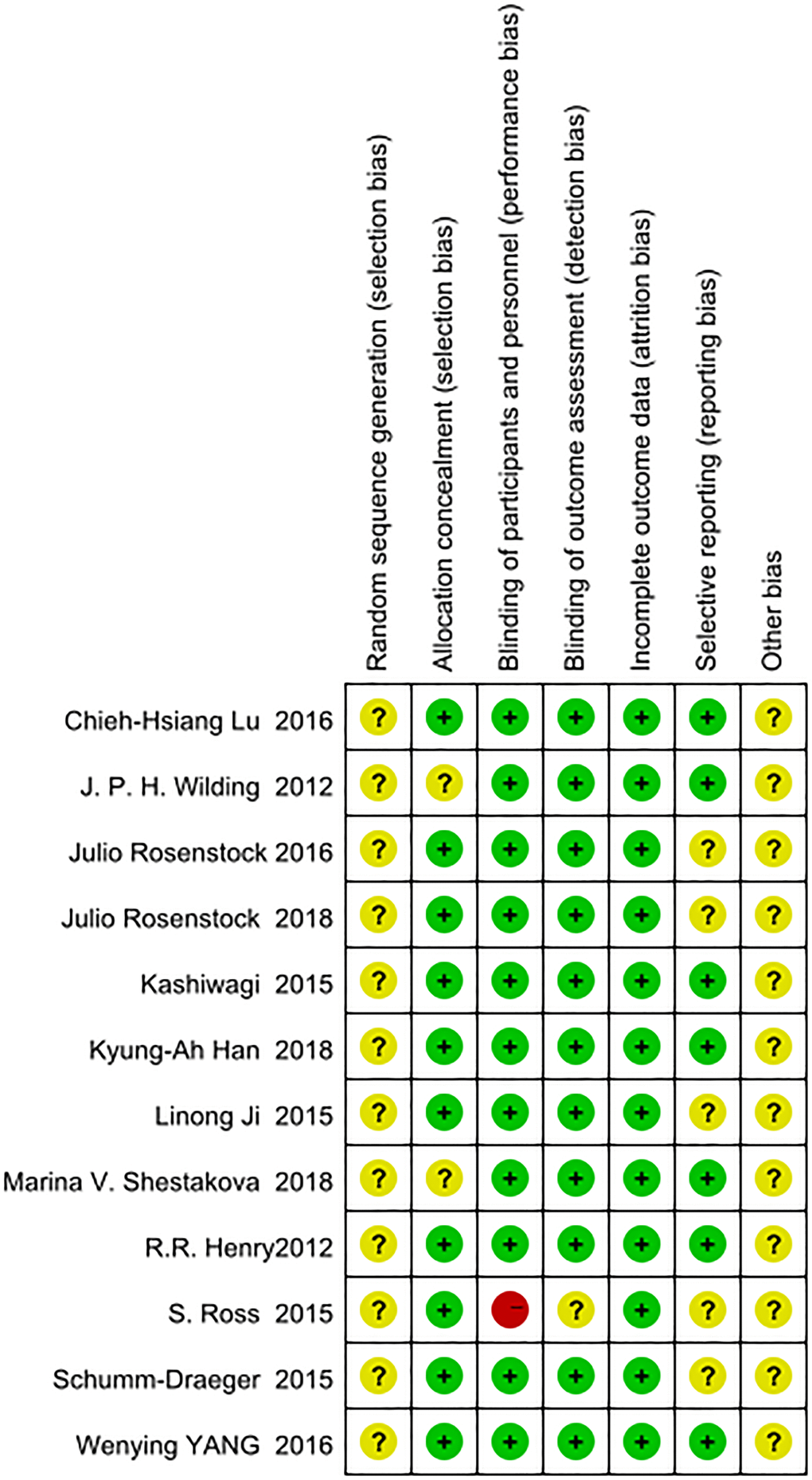 Evaluation of the risk of bias.