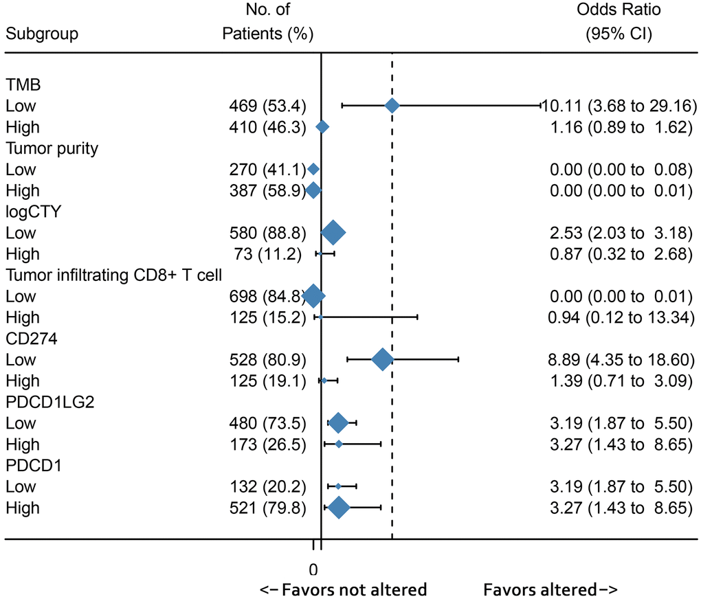 Subgroup analysis showed the association between immunotherapy predictive biomarkers and RTK/Ras/PI3K/AKT pathway.