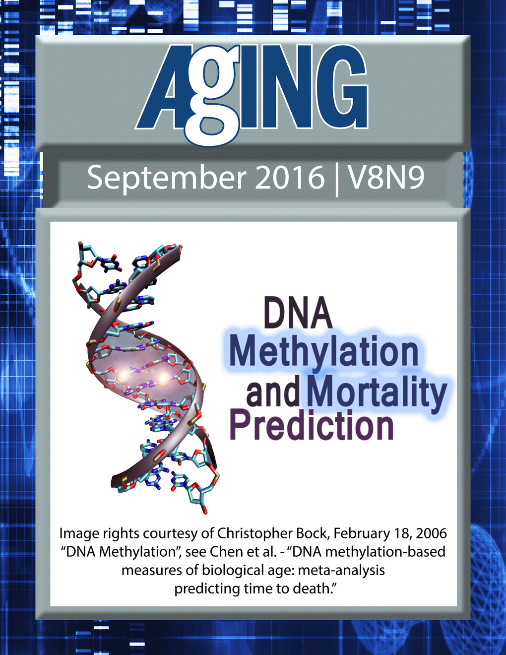 DNA methylation-based measures of biological age: meta-analysis predicting time to death, see Chen, et al.